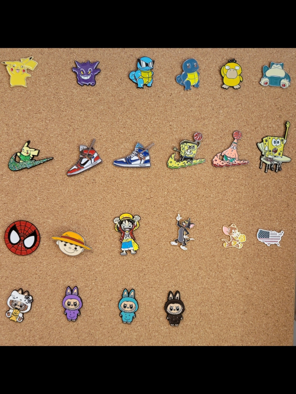 Assorted Enamel Pins, New. (Pokémon,  One Piece,  Labubu, Nike), Bundle Pricing